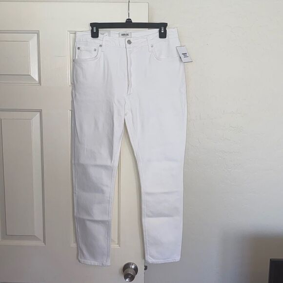 Agolde White Nico High Rise Slim Fit Jeans Contemporary Casual Coastal - Picture 4 of 15